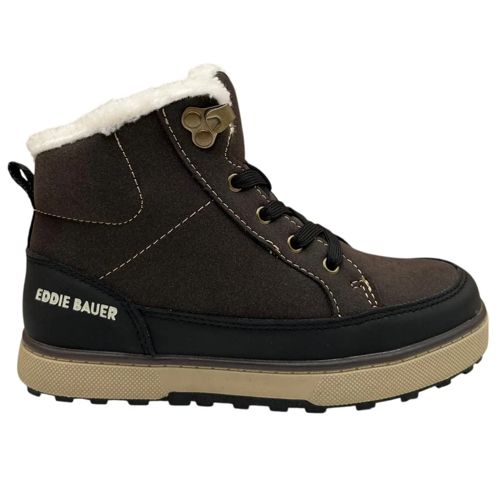 Eddie Bauer Little Boys Faux-Shearling Lined Ankle Boots Size 13 Brown-Tan-Black